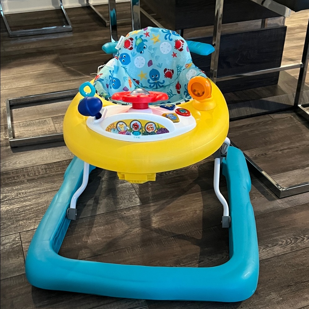 Bright Yellow and Blue Baby Walker with Interactive Features